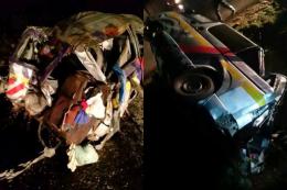 Collage photo of a road accident at Sanchangwan along Nakuru-Eldoret highway.